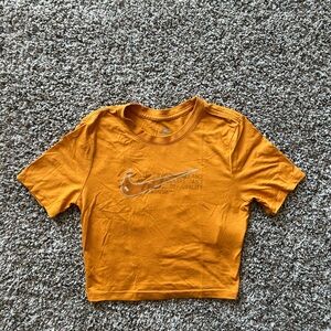 Nike Golden Orange Cropped Swoosh Tee
